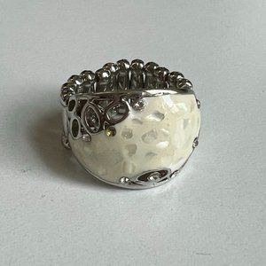 Silver Enamel adjustable statement ring